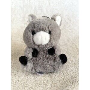 Aurora Rolly Donkey Plush 6” Grey Stuffed Animal Round Toy